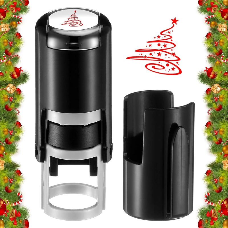 Supervitae 2 Pack Christmas Tree Print Stamps Ink Stamper Mini Red Self Inking Stamps for Party Activities Craft Supplies - Image 3